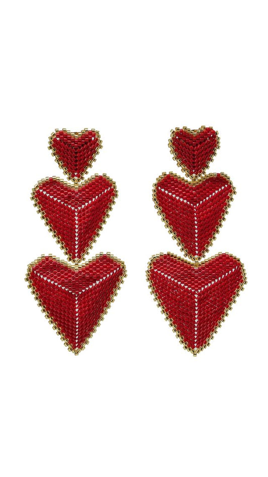 Miyuki Heart Statement Earrings